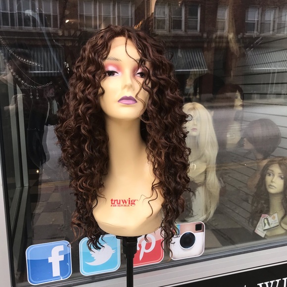 Brown Curly Wig Lacefront Human hair Blende Wig - Picture 8 of 8